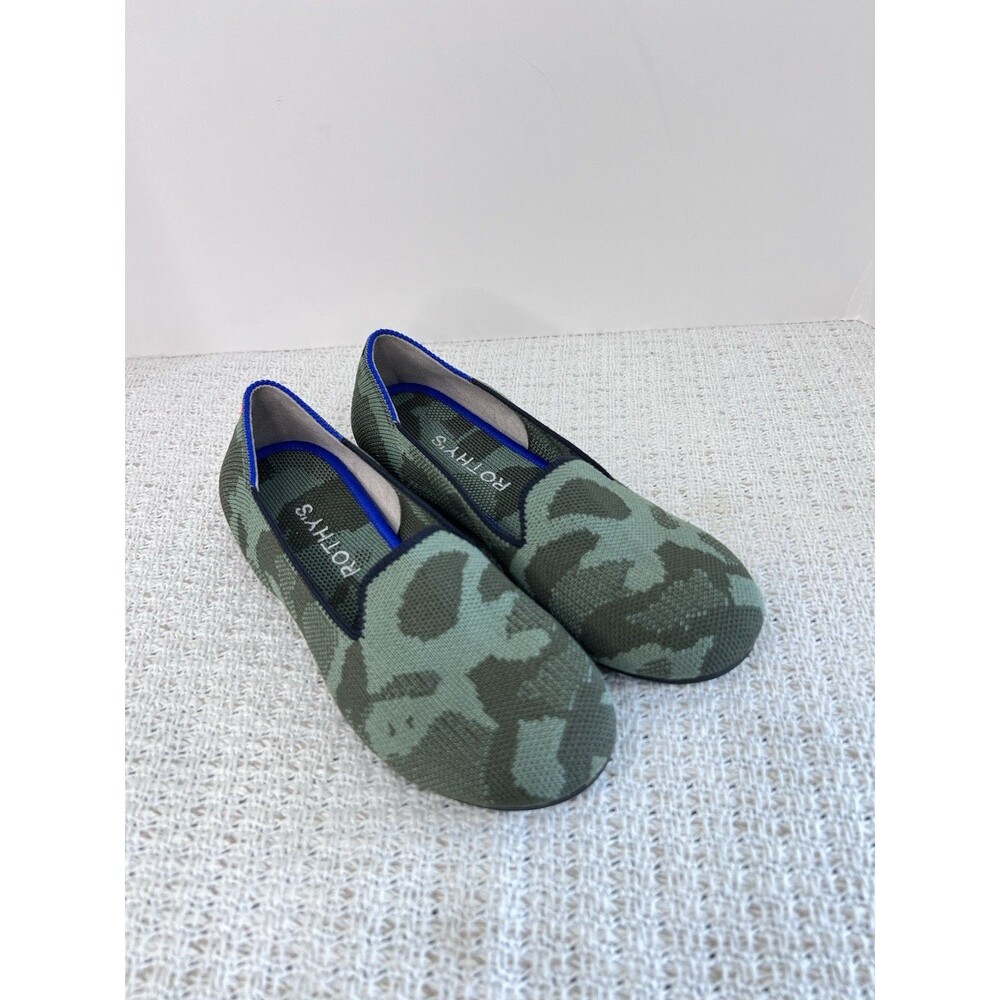 Rothy’s The Kids Loafer Olive Camo Slip On Washable Comfort Stretch Big Kids 3